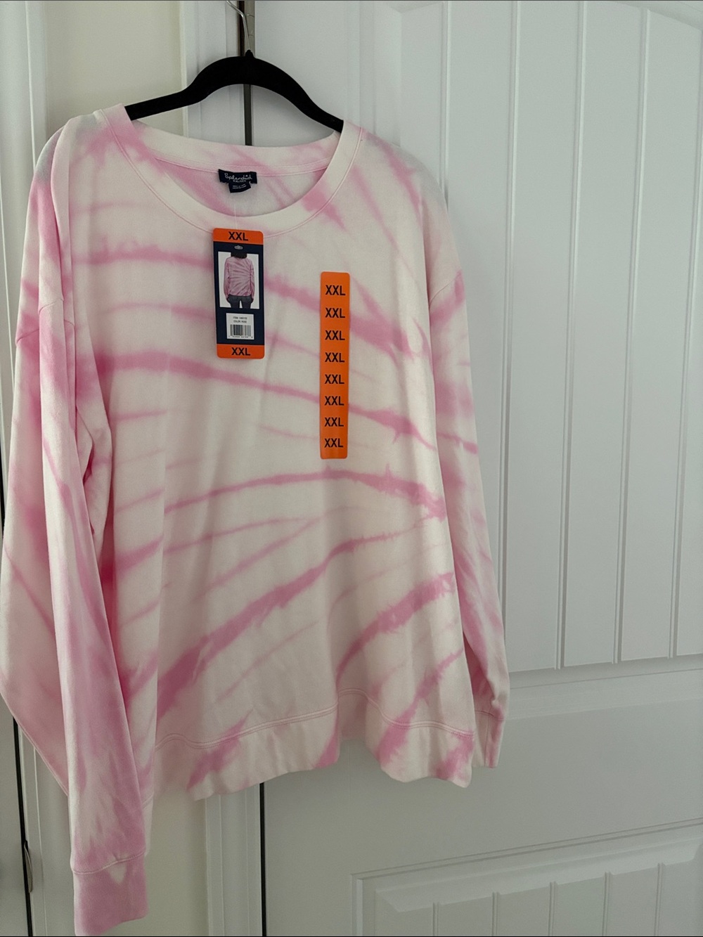 Splendid Pink and White Tie-Dye Long Sleeve Crewneck